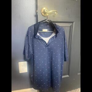 Nicklaus Stylish Boy's Short Sleeve Polo Shirt - Navy with Colorful Accents YMed